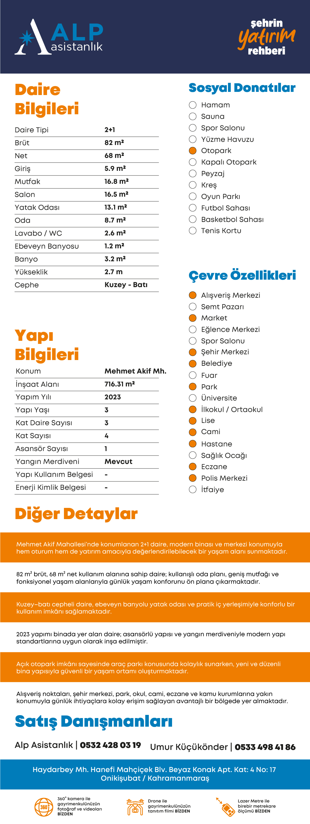 ALP ASİSTANLIK'TAN SGK MÜDÜRLÜĞÜ CİVARINDA SATILIK 2+1 DAİRE bilgi görseli