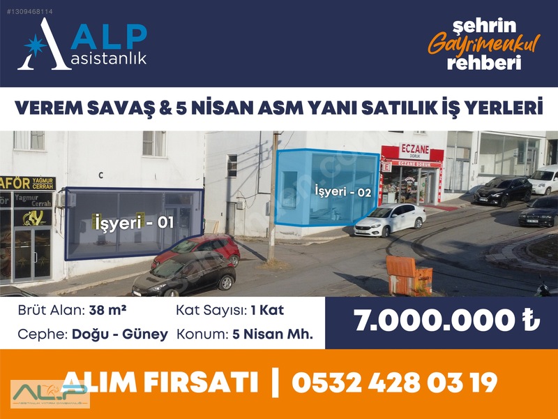 ALP ASİSTANLIKTAN VEREM SAVAŞ & 5 NİSAN ASM YANI SATILIK İŞYERİ - 2. küçük görsel