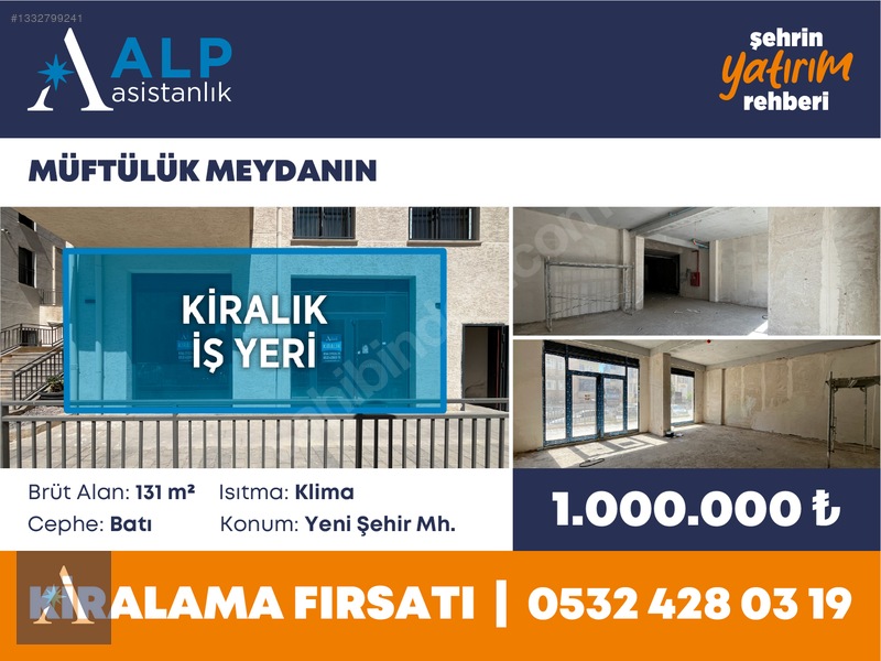 ALP ASİSTANLIKTAN MÜFTÜLÜK CİVARINDA 110 M2 SIFIR KİRALIK İŞYERİ - 2. küçük görsel