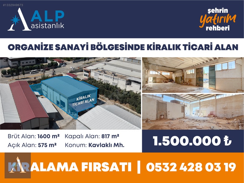 ALP ASİSTANLIKTAN ORGANİZE SANAYİ BÖLGESİNDE KİRALIK TİCARİ ALAN - 2. küçük görsel