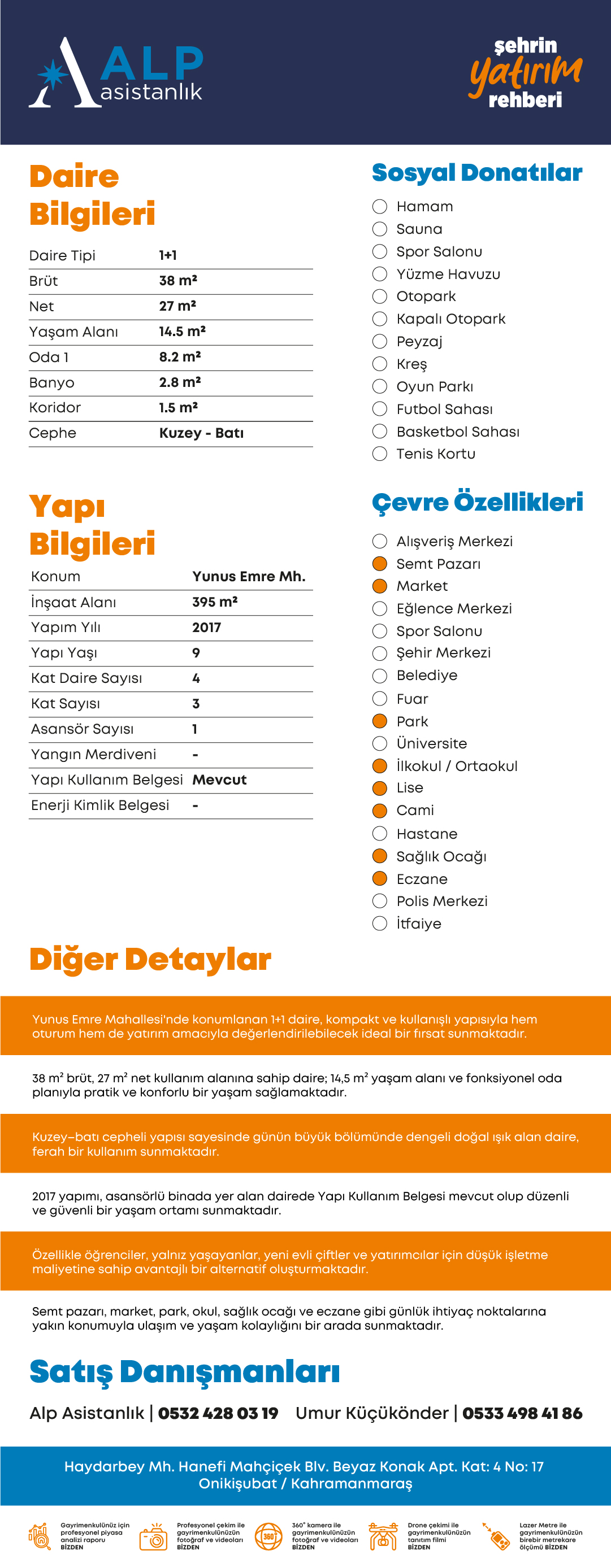 ALP ASİSTANLIK'TAN KÜLTÜR MERKEZİ ARKASI 1+1 EŞY. KİRALIK DAİRE bilgi görseli