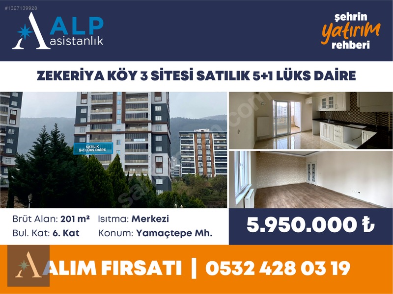 ALP ASİSTANLIK'TAN ZEKERİYA KÖY 3 SİTESİ SATILIK 5+1 LÜKS DAİRE - 2. küçük görsel