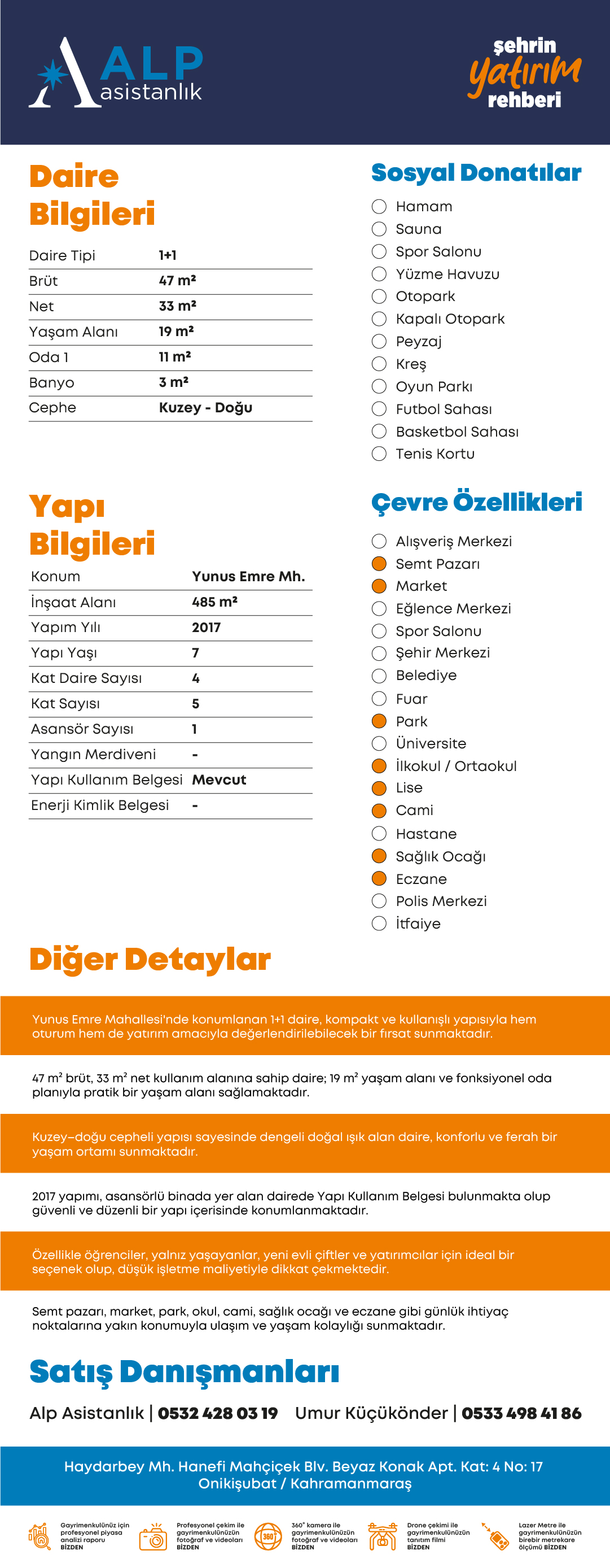 ALP ASİSTANLIK'TAN KÜLTÜR MERKEZİ ARKASI 1+1 EŞY. KİRALIK DAİRE bilgi görseli