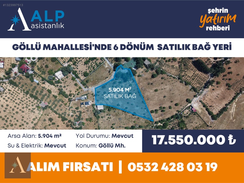 ALP ASİSTANLIK'TAN GÖLLÜ'DE SATILIK BAĞ YERİ - 2. küçük görsel