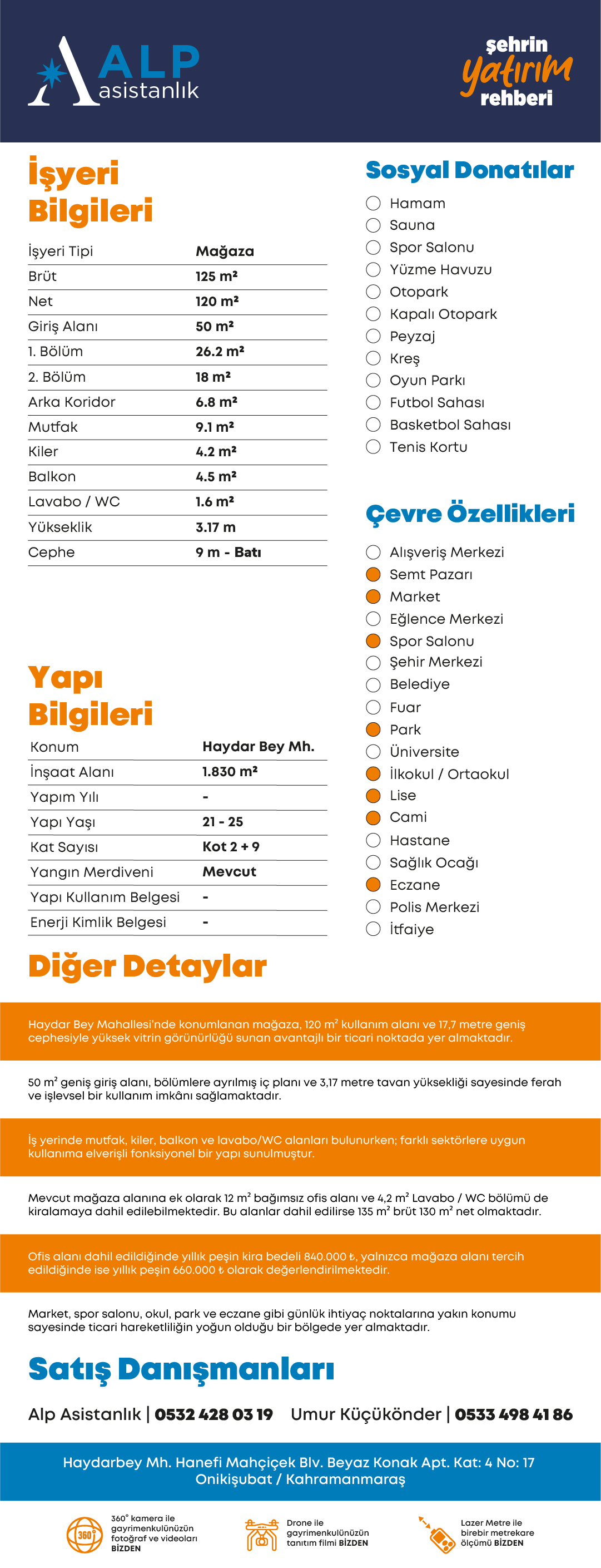 ALP ASİSTANLIK'TAN BİNEVLER'DE BULVAR ÜZERİNDE KİRALIK İŞ YERİ bilgi görseli