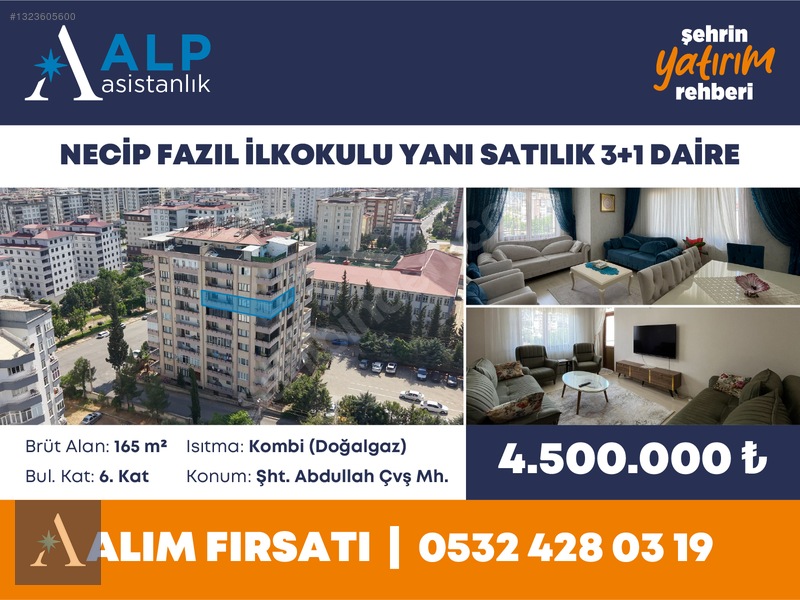ALP ASİSTANLIK'TAN NECİP FAZIL İLKOKULU YANI SATILIK 3+1 DAİRE - 2. küçük görsel