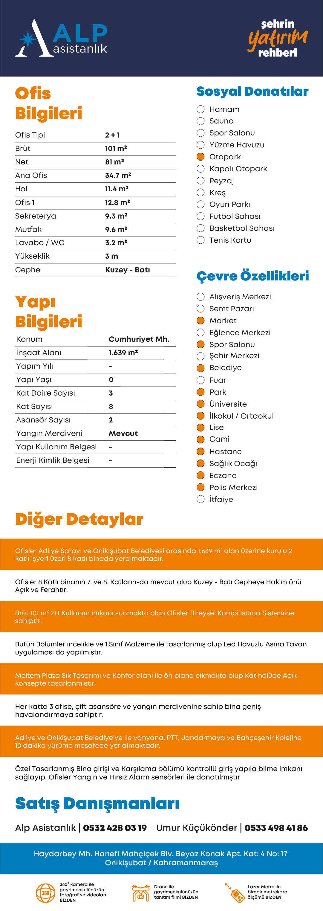 ALP ASİSTANLIK - ADLİYE &amp; ONİKİŞUBAT BELEDİYE YANI KİRALIK OFİS bilgi görseli
