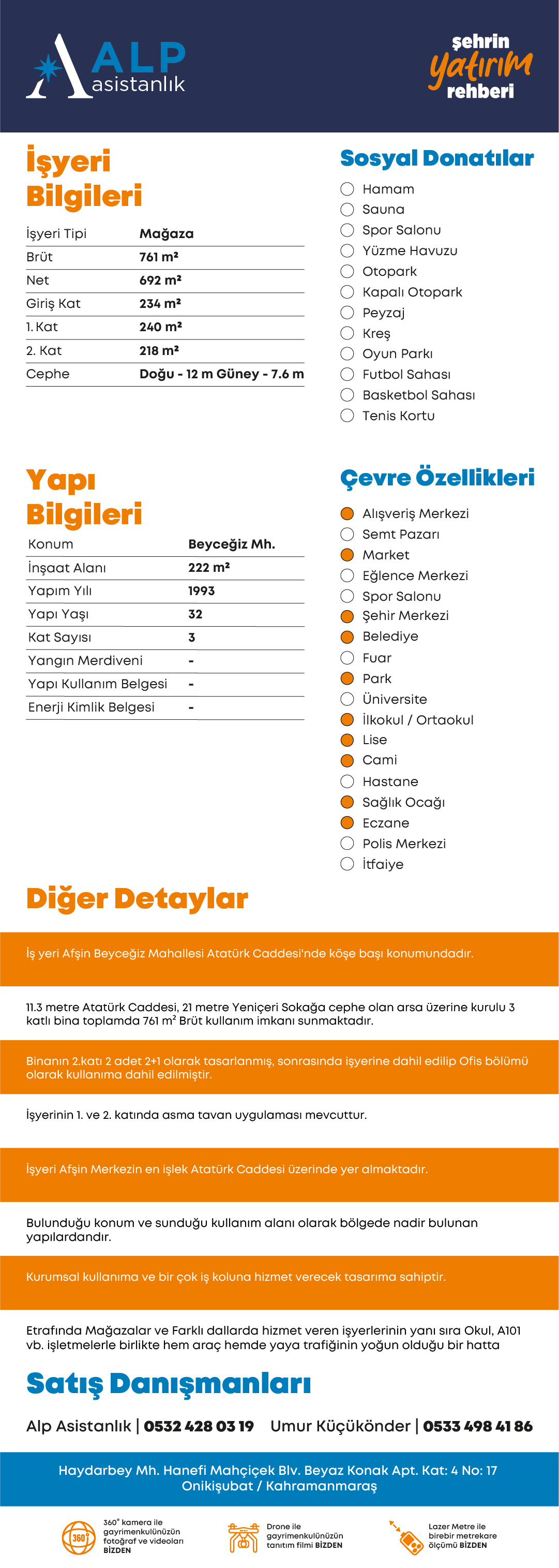 ALP ASİSTANLIK'TAN AFŞİN MERKEZ'DE EMSALSİZ 3 KATLI İŞYERİ bilgi görseli