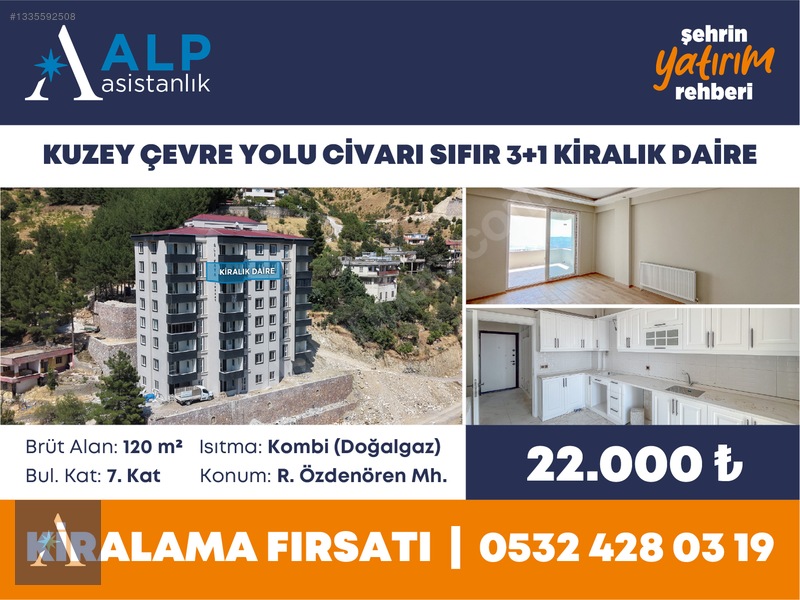 KUZEY ÇEVRE YOLU CİVARI SIFIR 3+1 KİRALIK DAİRE | ALP ASİSTANLIK - 2. küçük görsel