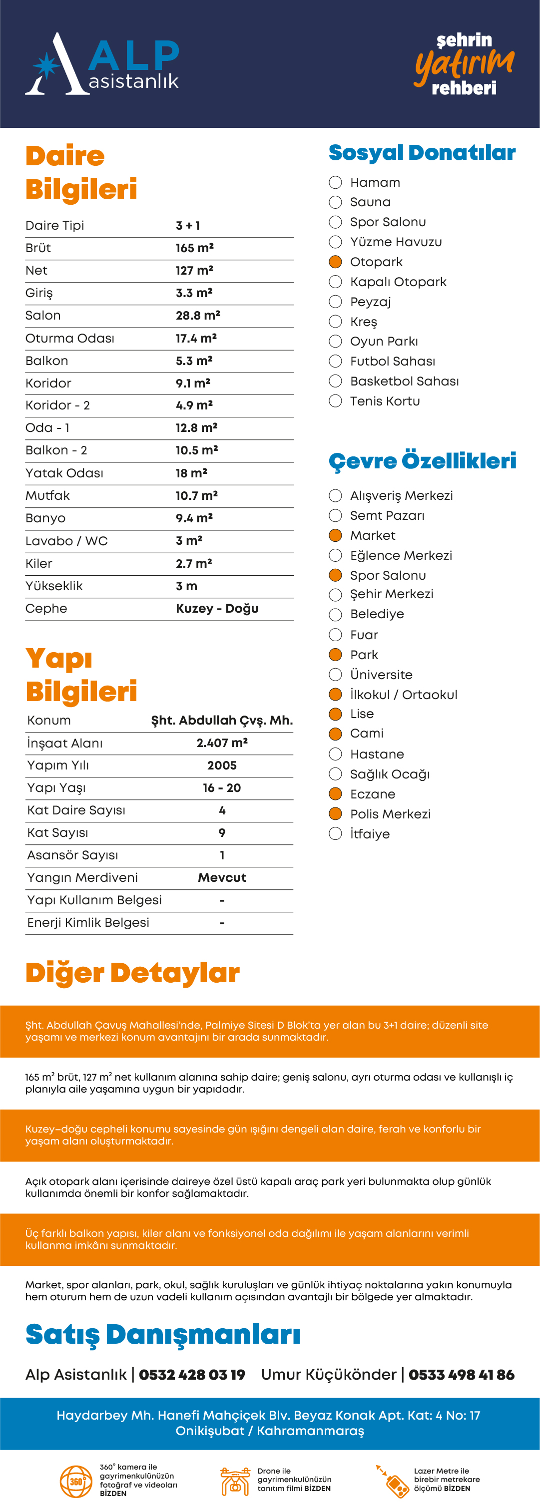 ALP ASİSTANLIK'TAN NECİP FAZIL İLKOKULU YANI SATILIK 3+1 DAİRE bilgi görseli