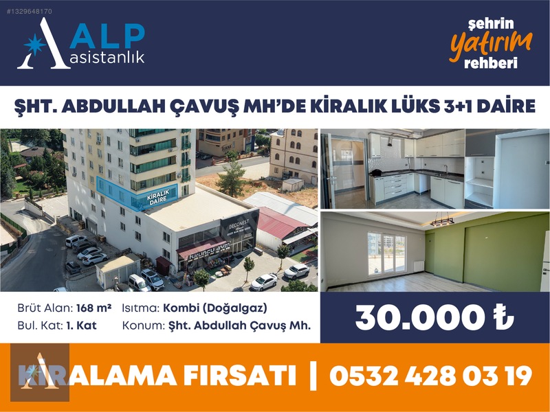 ALP ASİSTANLIK'TAN ŞHT.ABDULLAH ÇAVUŞDA KİRALIK LÜKS 3+1 DAİRE - 2. küçük görsel