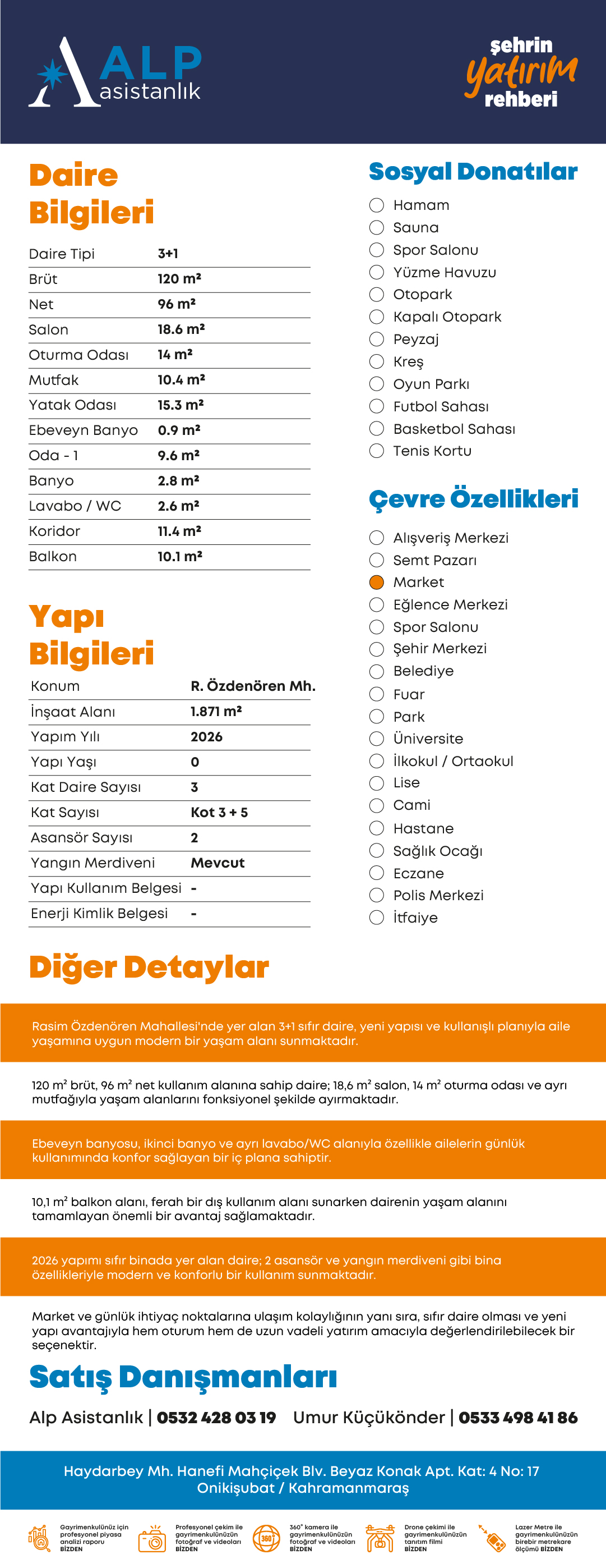 KUZEY ÇEVRE YOLU CİVARI SIFIR 3+1 KİRALIK DAİRE | ALP ASİSTANLIK bilgi görseli