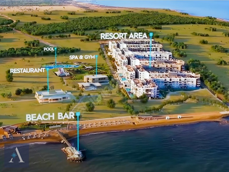 KIBRIS BAFRA THALASSA BEACHTE DENİZE SIFIR SATILIK 1+0 FIRSATI - 16. küçük görsel