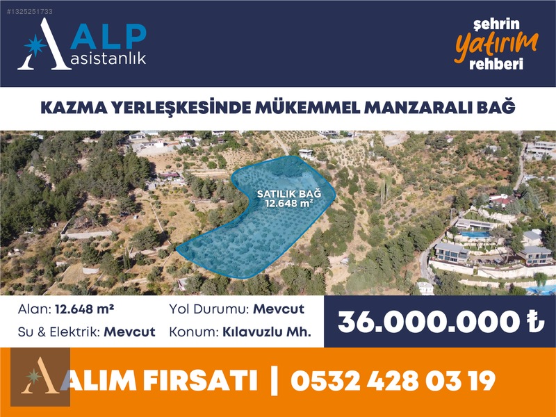 ALP ASİSTANLIK'TAN KAZMA YERLEŞKESİNDE MÜKEMMEL MANZARALI BAĞ - 2. küçük görsel