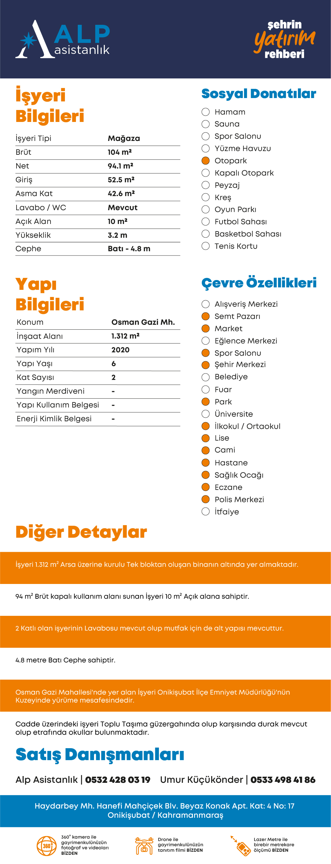 ALP ASİSTANLIK'TAN YILLIK 200.000 KİRA GETİRİLİ SATILIK İŞYERİ bilgi görseli