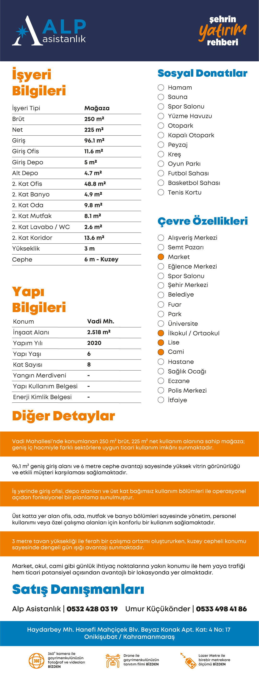 ALP ASİSTANLIK'TAN VADİ MAHALLESİNDE LÜX 2 KATLI SATILIK İŞ YERİ bilgi görseli