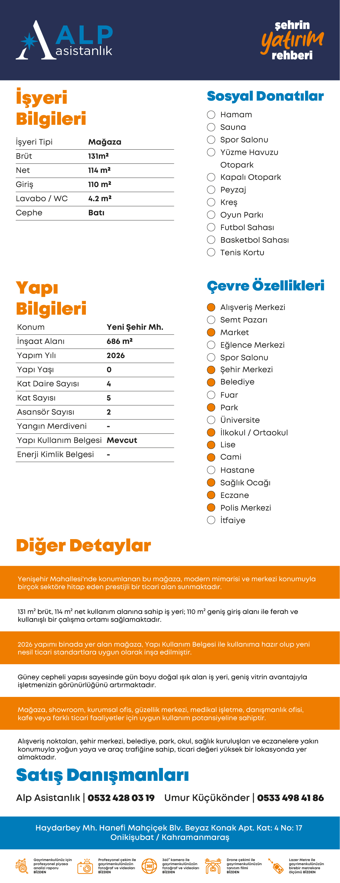 ALP ASİSTANLIKTAN MÜFTÜLÜK CİVARINDA 110 M2 SIFIR KİRALIK İŞYERİ bilgi görseli