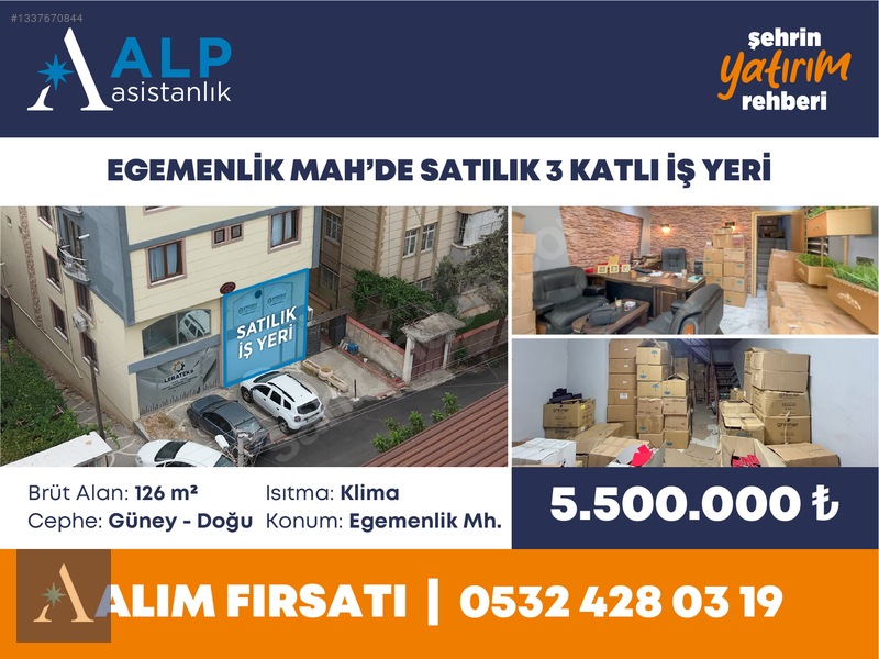 ALP ASİSTANLAK'TAN EGEMENLİK MAHDE SATILIK 3 KATLI İŞ YERİ - 2. küçük görsel