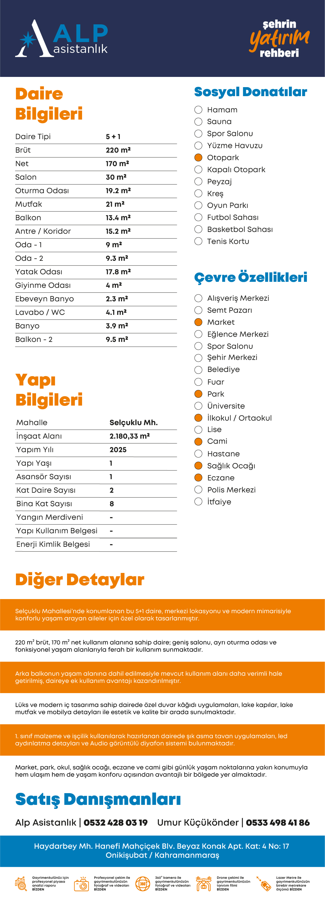 ALP ASİSTANLIK'TAN ESKİ TEKZEN CİVARINDA LÜKS 5+1 SATILIK DAİRE bilgi görseli