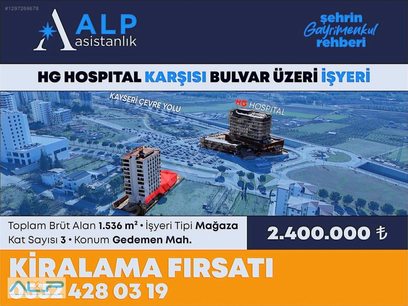 ALP ASİSTANLIK'TAN HG HOSPITAL KARŞISI BULVAR ÜZERİ GENİŞ İŞYERİ - 2. küçük görsel